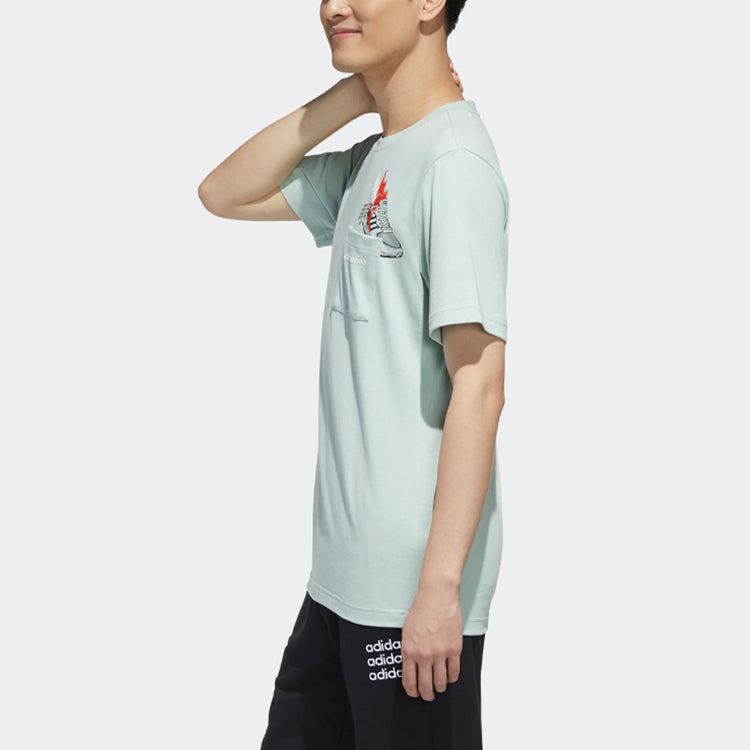 adidas neo Cartoon Printing Round Neck Casual Sports Short Sleeve Green GJ8888