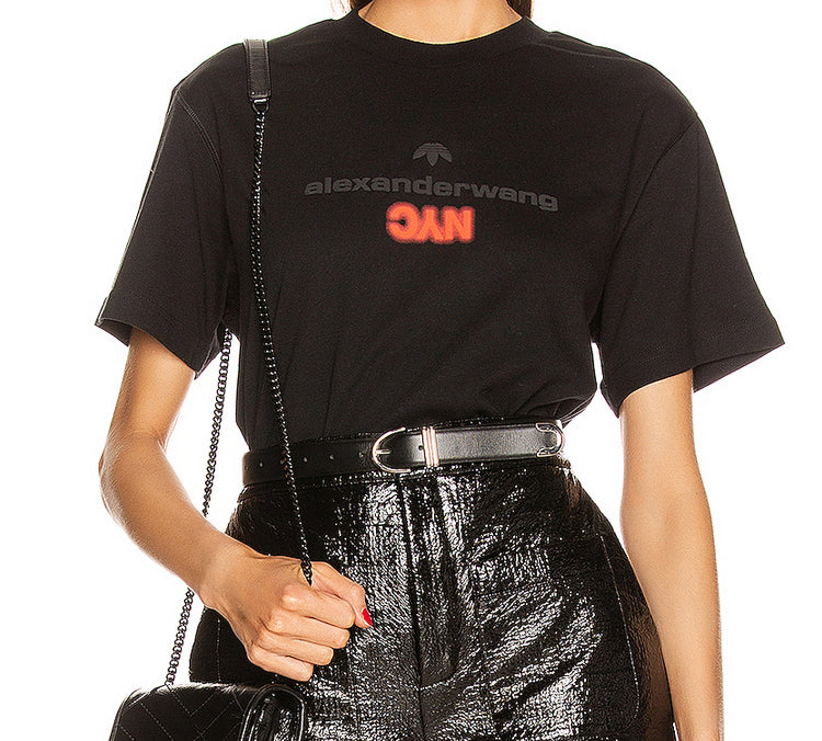 adidas Alexander wang NewYork Printing Pattern Short Sleeve Couple Style Black FI6953