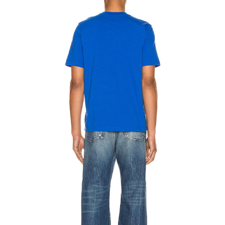 Men's Balenciaga SS21 Alphabet Small Logo Short Sleeve Blue 556151TBV438077