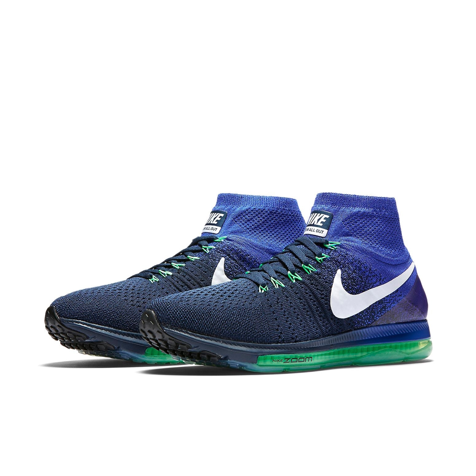 Nike All Out Flyknit 'College Navy White Black Electro Green' 844134-404