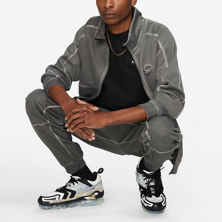Nike Sportswear Embroidered Logo Knit Sports Jacket Gray DA7177-010