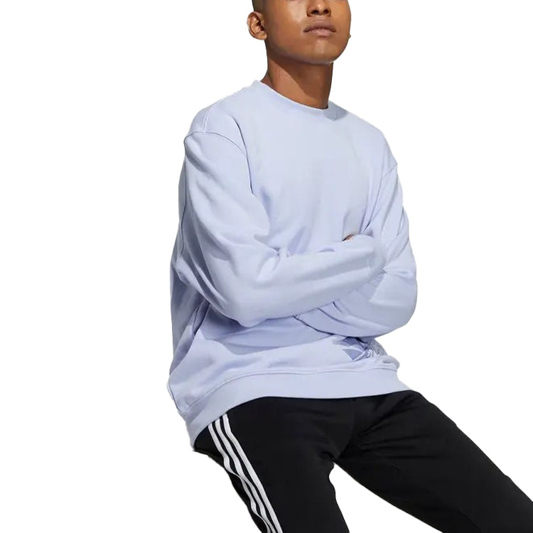 Men's adidas originals Bear Printing Sports Round Neck Pullover Light Purple HJ7824