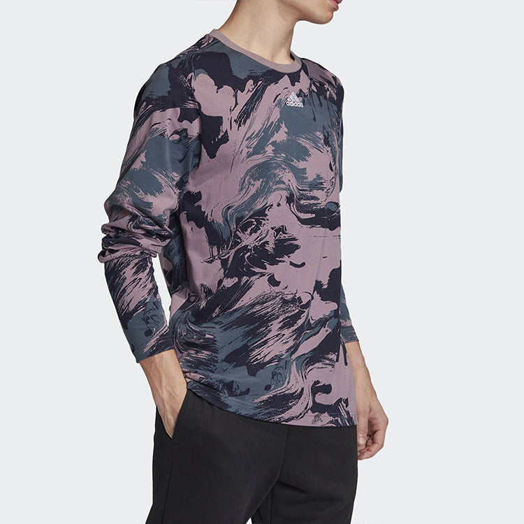 adidas Round Neck Cozy Breathable Stay Warm Sports Training Pullover Purple GG6726