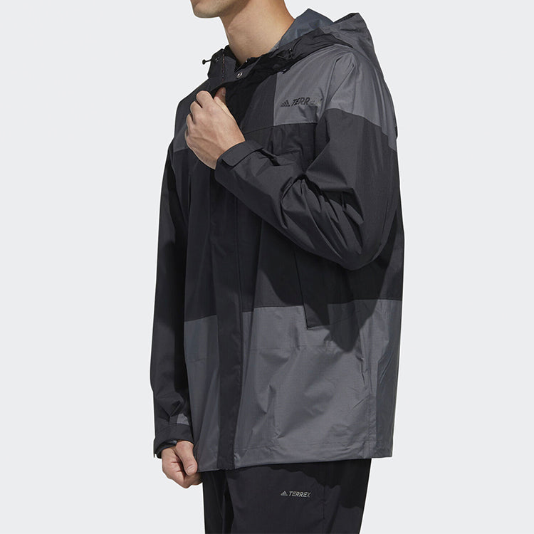 adidas Logo Alphabet Splicing Jacket Black Gray FN0833