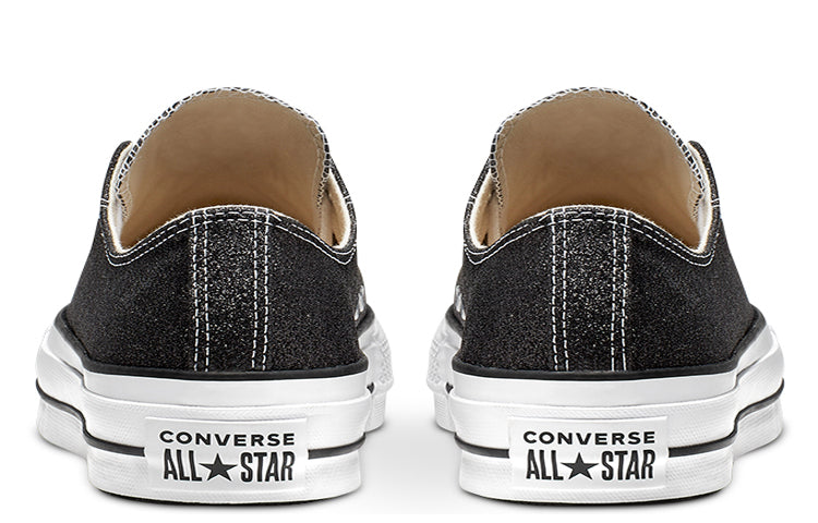 (WMNS) Converse Chuck Taylor All Star Lift Glitter Low Top Thick Sole 'Black White' 566282C
