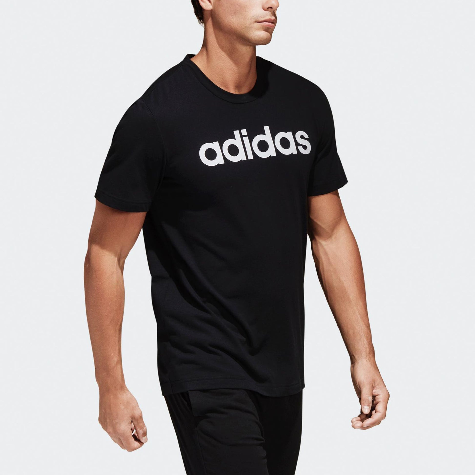 adidas Comm M Tee Logo Printing Sports Knit Short Sleeve Black BR4066