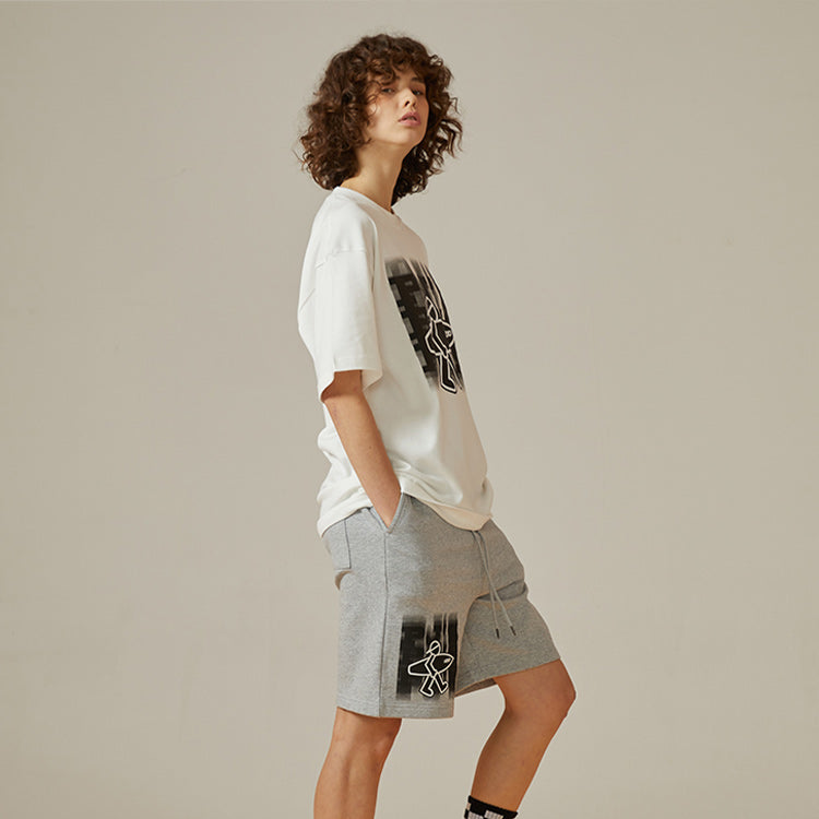 PJs Vigor Alphabet Pattern Printing Short Sleeve Unisex White 20SSTS1033-P