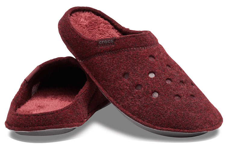 Crocs Classic Casual Thicken Stay Warm Unisex Wine Red Slippers 203600-60U