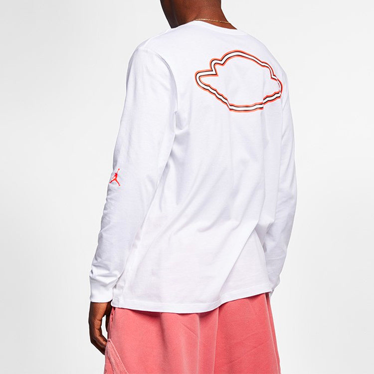 Air Jordan Wings Round Neck Basketball Sports Long Sleeves T-Shirt Men's White AT9071-100