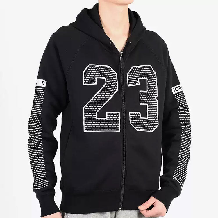 Men's Air Jordan Numeric Printing Zipper Sports Jacket Black 872855-010