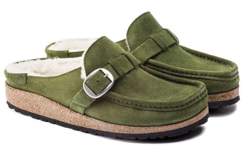 Birkenstock Buckley Shearling Suede Leather 'Mountain View Green' 1021101