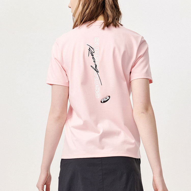 FILA FUSION Logo Printing Sports Short Sleeve Pink T-Shirt T11W123109F-PK