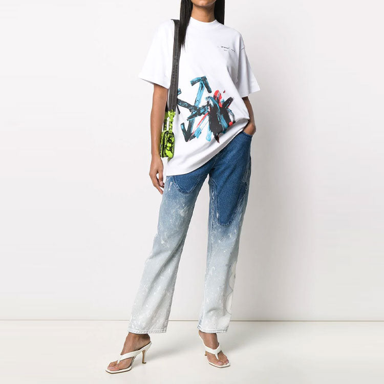 (WMNS) Off-White c/o Virgil Abloh Brushstroke Arrows Tomboy Tee White OWAA072R20H841280130