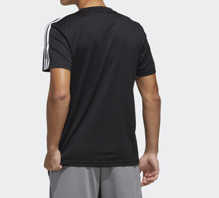 adidas Stripe Logo Alphabet Short Sleeve Black FL0349