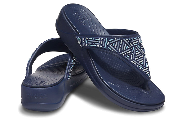 (WMNS) Crocs Monterey Beaded Flip-Flops Deep Blue 206851-410