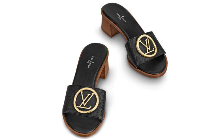 (WMNS) LOUIS VUITTON Lock It Heeled Mules 'Black' 1A57DG