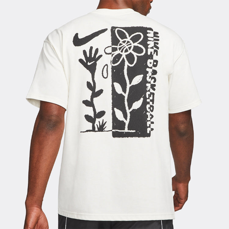 Nike Basketball Sports Graffiti Printing Short Sleeve US Edition Creamy White DC1283-910