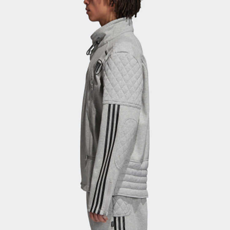 Men's adidas originals Stand Collar Loose Sports Jacket Medium Hemp Grey CD7736