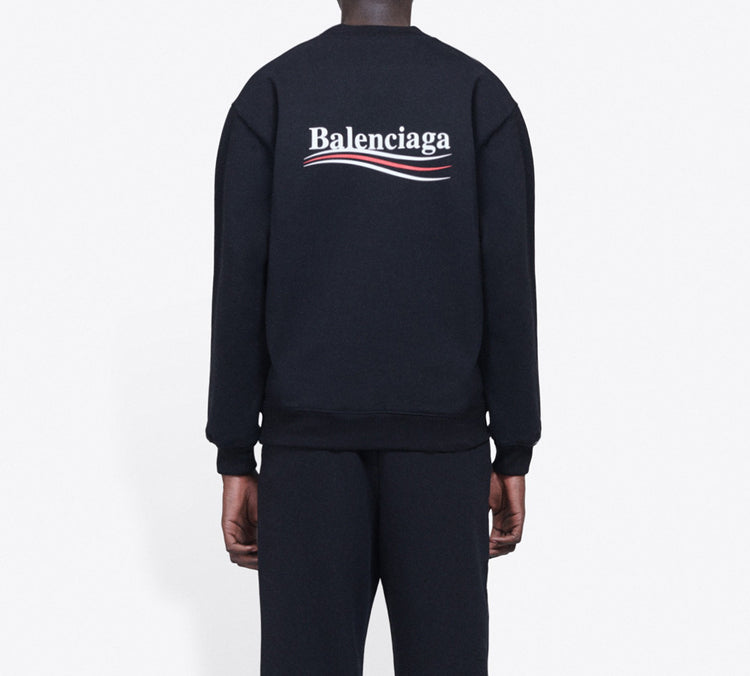 Men's Balenciaga Logo Printing Long Sleeves Black 556147TBV141000