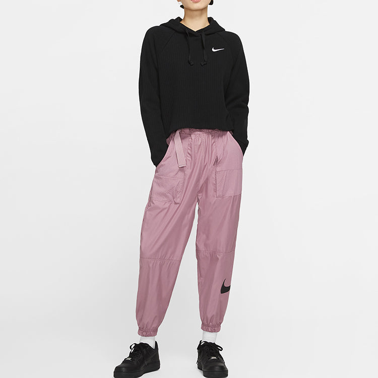 (WMNS) Nike Sportswear Cropped Hoodie 'Black White' CJ2664-010