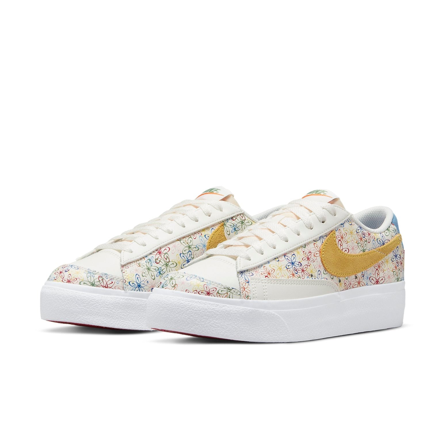 (WMNS) Nike Blazer Low Platform 'White Blue Yellow' DV3210-100