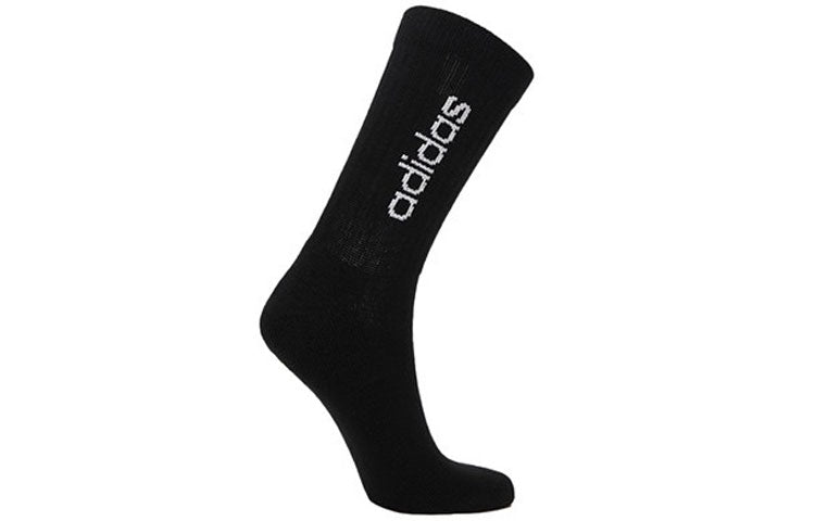 adidas neo Hc Vt Crew 3pp Solid Color Alphabet Sports Socks Couple Style 3 Pairs White / Black / Green GN9544