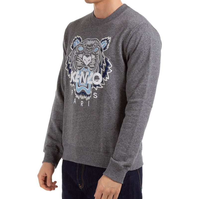 Men's KENZO Embroidered Cotton Long Sleeves Gray FA5-5SW001-4XA-98