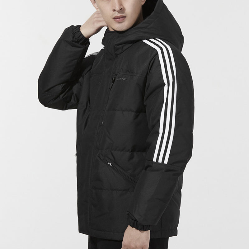 adidas neo M Dwn Wnt Prka Stay Warm Windproof hooded down Jacket Black H45292