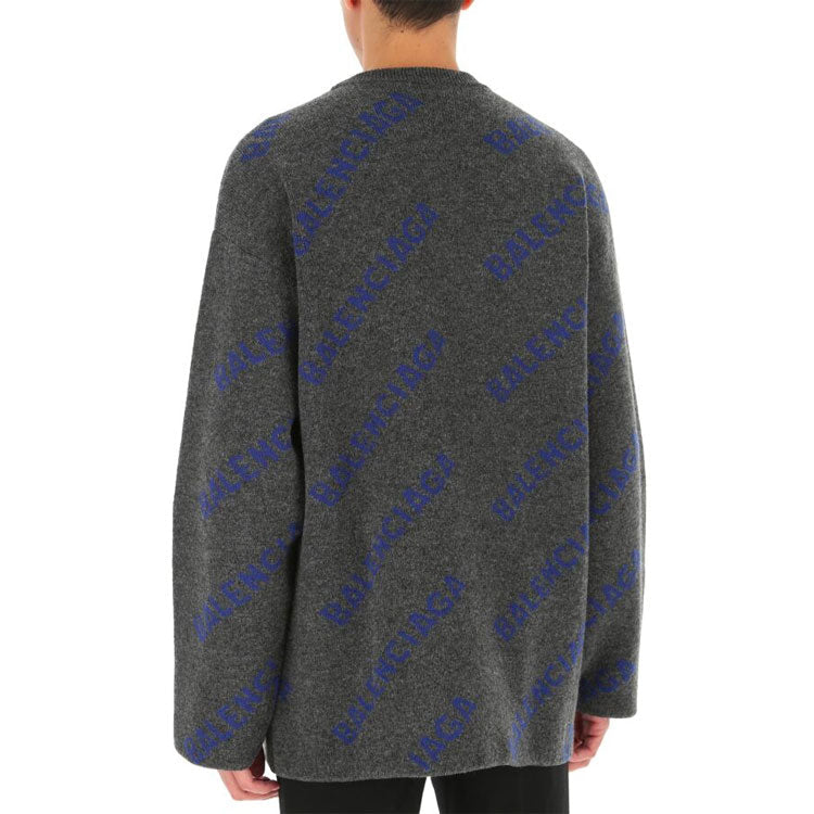Balenciaga Intarsia Knit Logo Jumper 'Dark Grey' 623283T15671035