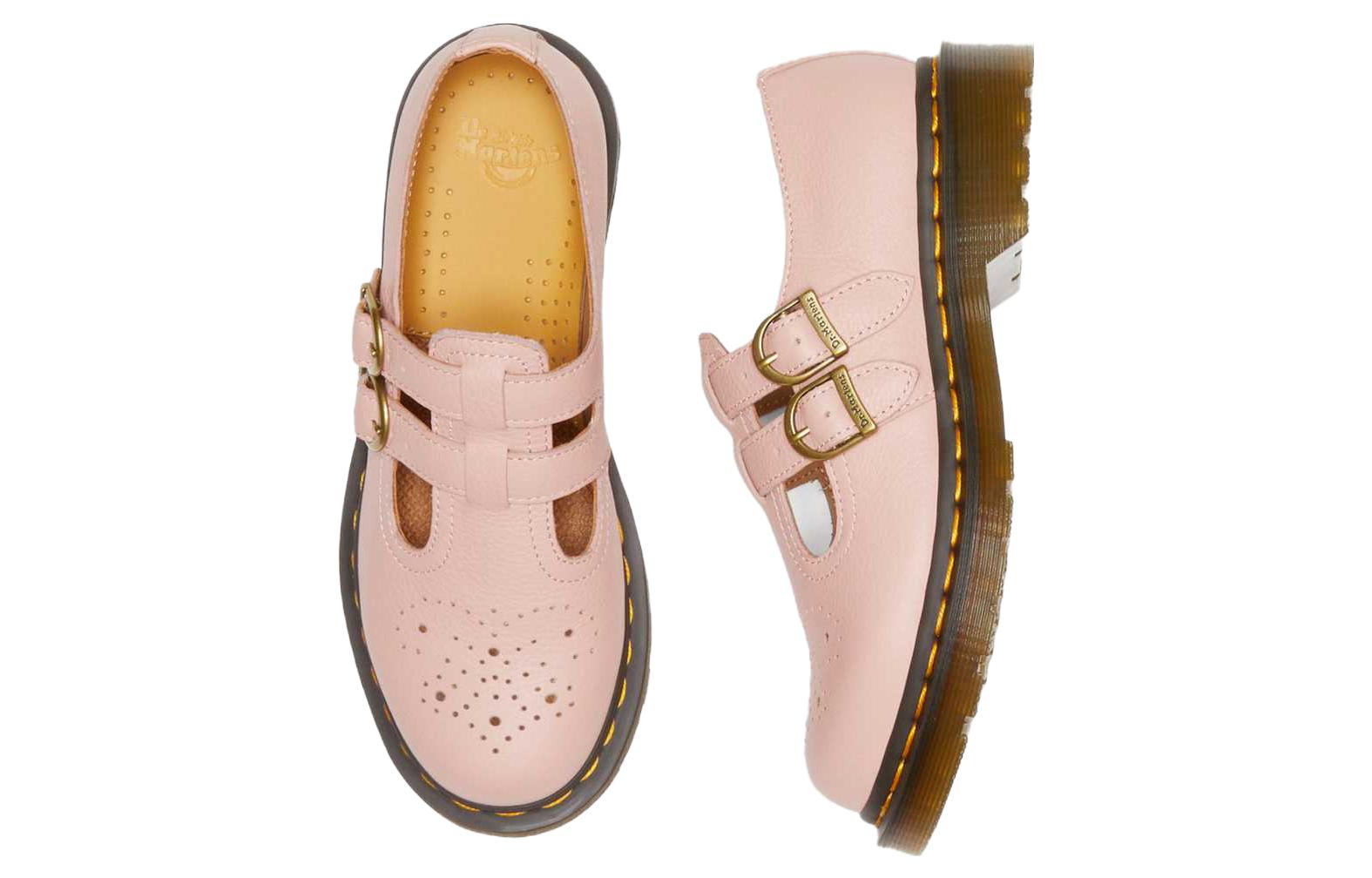 (WMNS) Dr. Martens 8065 Virginia Leather Mary Jane 'Peach Beige' 30692329