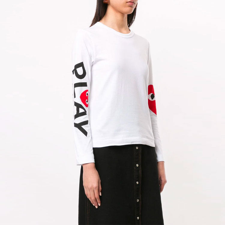 (WMNS) COMME des GARCONS PLAY Sleeve Logo Round Neck Long Sleeves 'White' AZ-T257-051