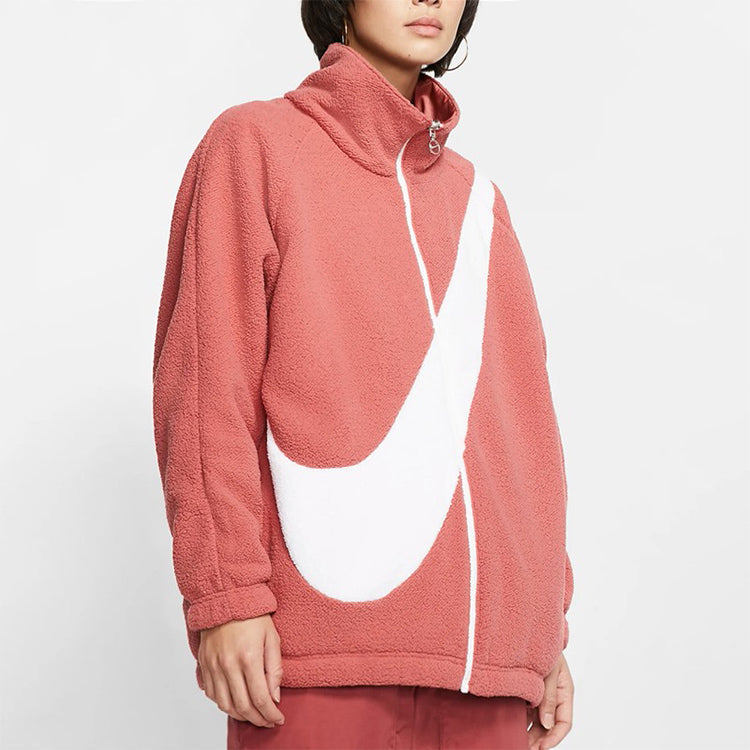 (WMNS) Nike logo lamb's wool reversible Stay Warm Stand Collar Jacket Red CZ4064-897