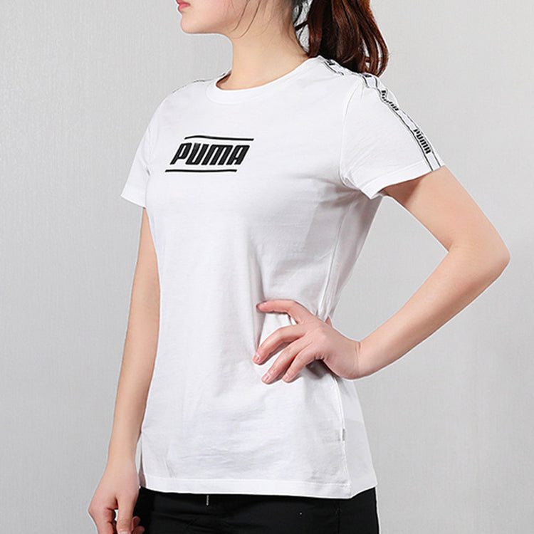 (WMNS) PUMA Large logo Casual Short Sleeve White 845059-02