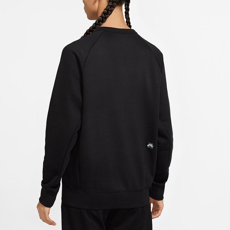 Nike SB ICON Fleece Lined Skateboard Casual Sports Round Neck Pullover Black 885846-010
