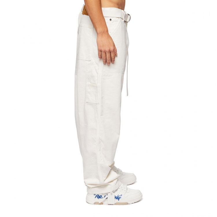 Men's Off-White SS22 Solid Color Straight Casual Pants/Trousers White OMYA136S22DEN0010110