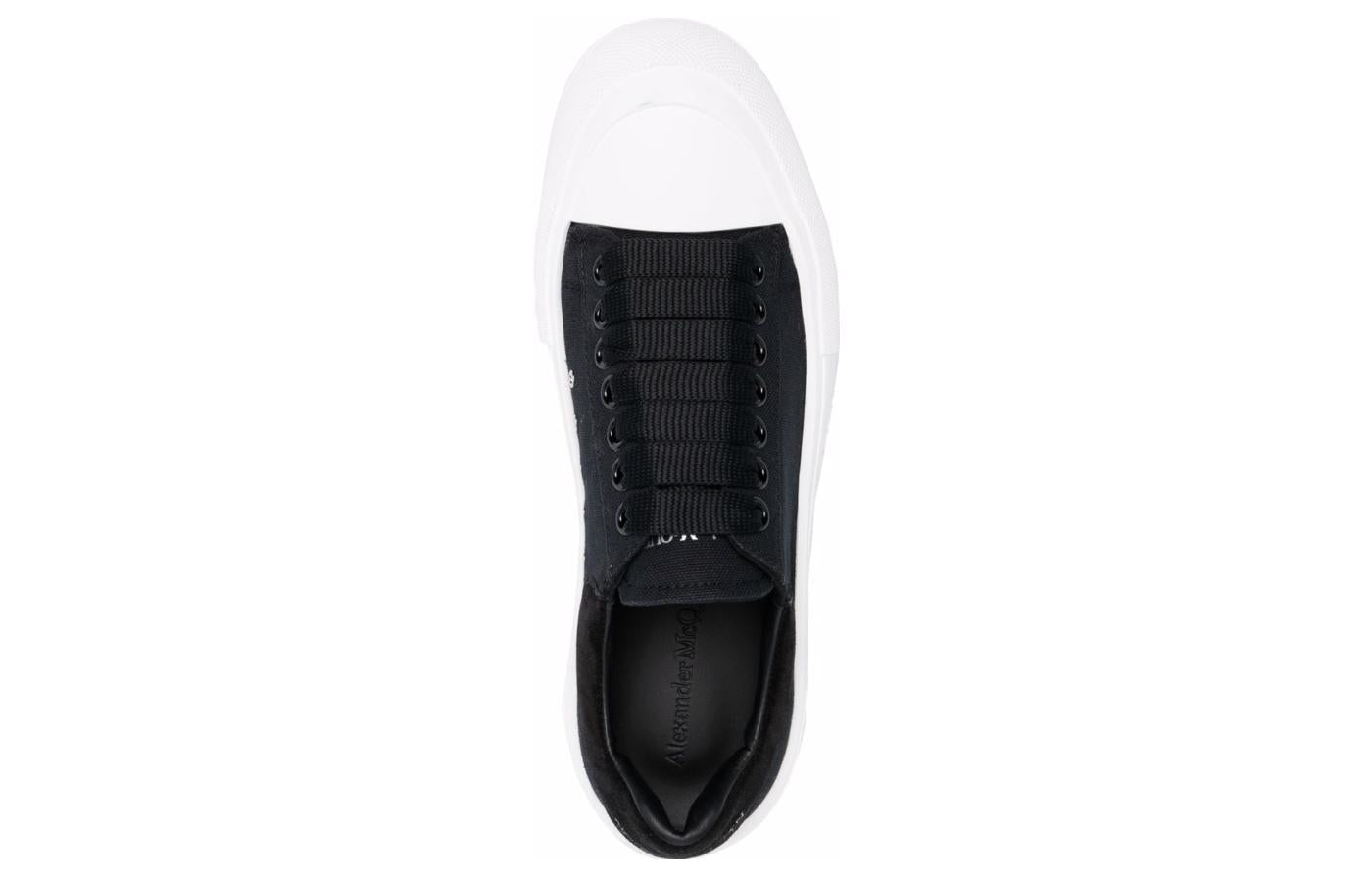 Alexander McQueen Deck Skate Plimsoll Lace Up 'Black White Sole' 654594W4MV71070