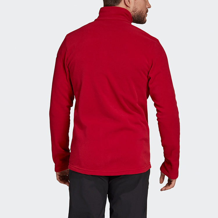 adidas Tivid Fl Jkt Solid Color Zipper Stand Collar Casual Jacket Red DZ5944