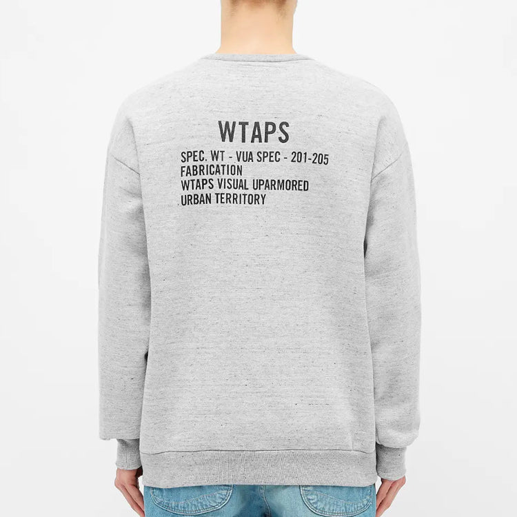 WTAPS Academy Crew Neck / Sweatshirt. Copo Letters Printed Pullover Sweatshirt Unisex Grey 201ATDT-CSM23