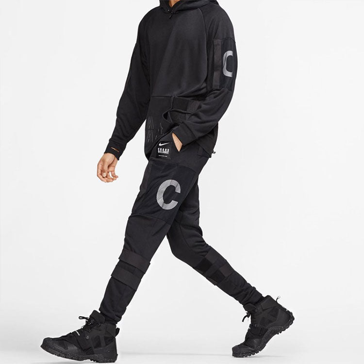 Men's Nike x UNDERCOVER Crossover Solid Color Alphabet Printing Sports Hoodie Pants Suit Autumn Black / Black BV7138-010