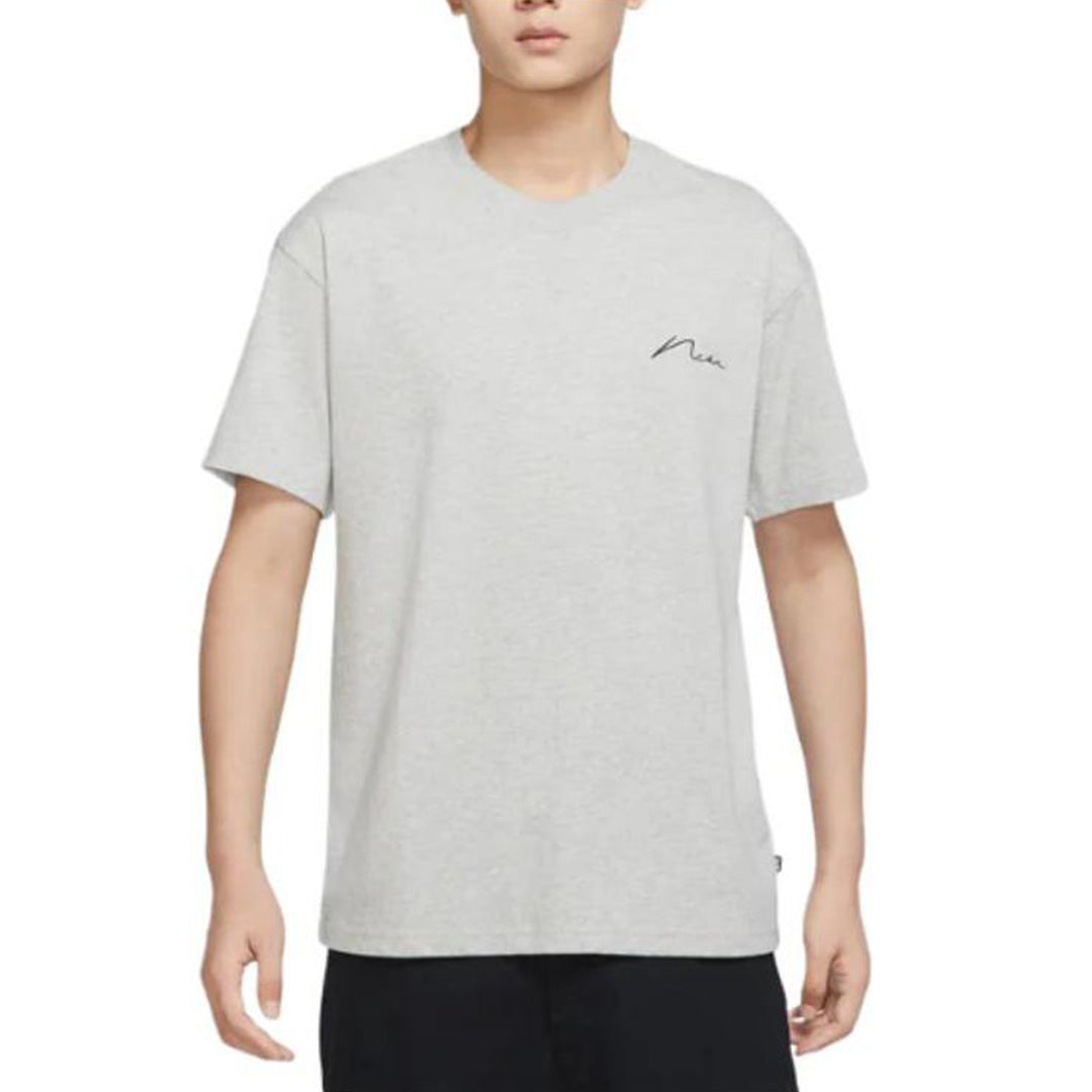 Men's Nike SB Back Graffiti Funny Pattern Printing Round Neck Short Sleeve Light Grey T-Shirt DR7768-050