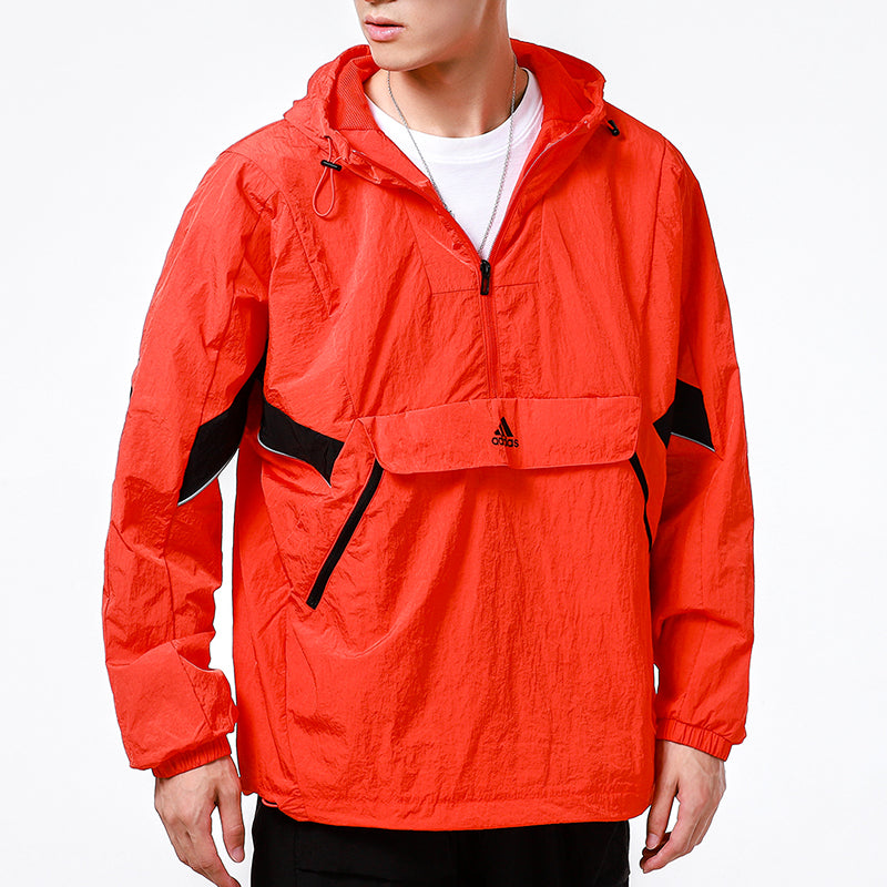 adidas Athleisure Casual Sports Running Training Woven Hooded Jacket Red H40214