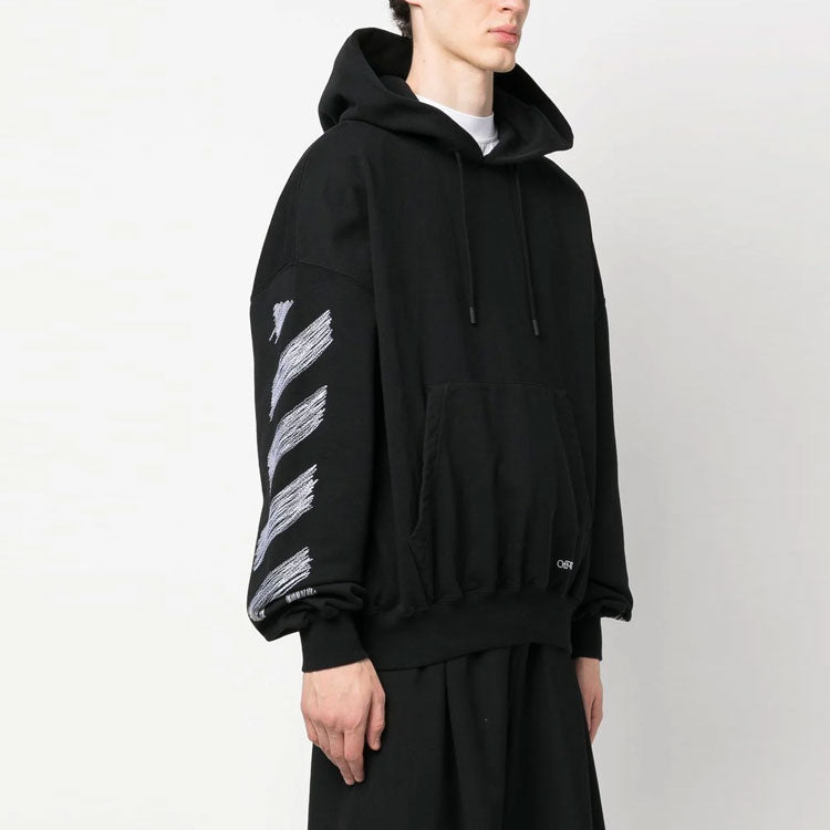 Off-White Scribble Diag-print Cotton Hoodie 'Black' OMBB110S23FLE0051001