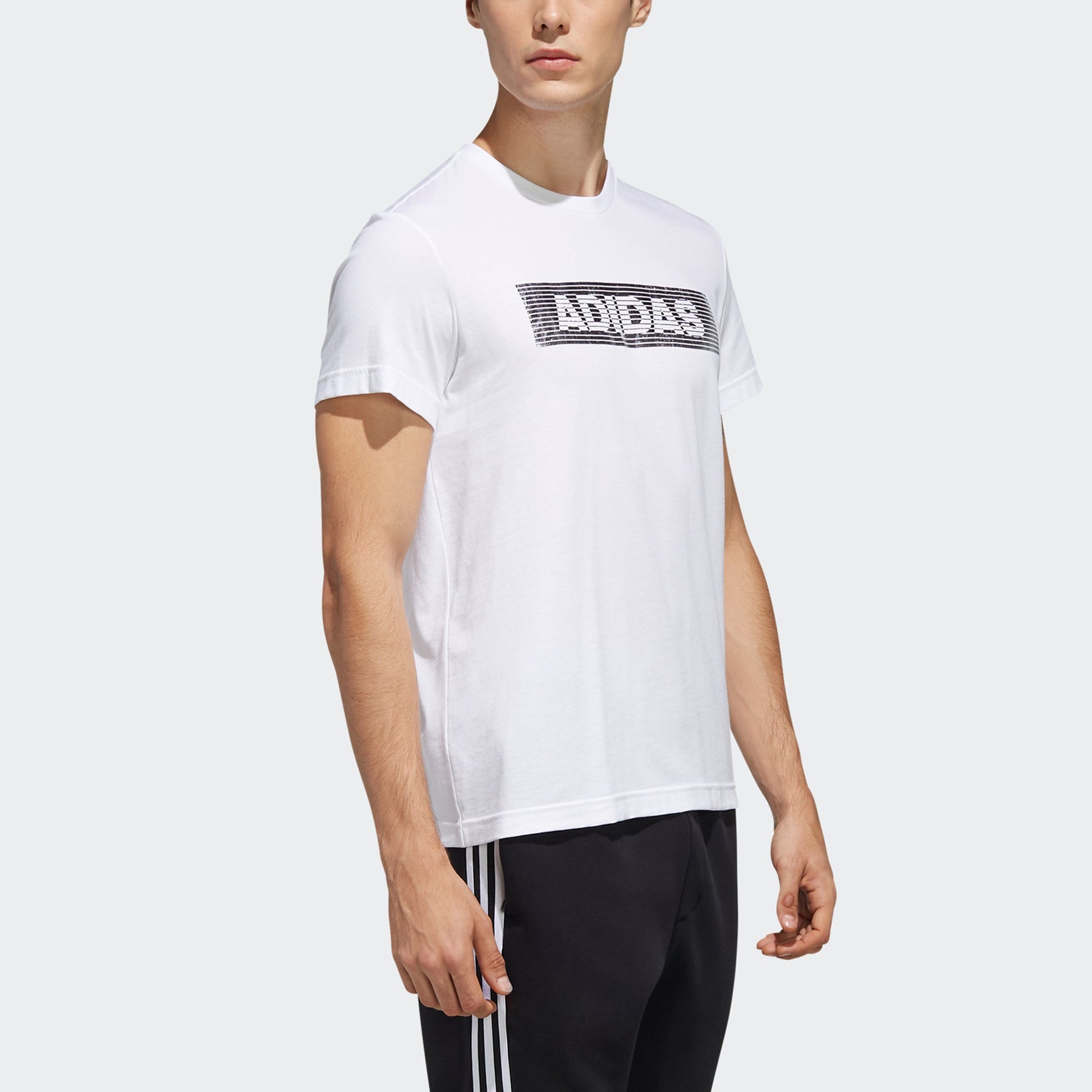 adidas Ai Gfx Ss Foil Logo Printing Round Collar Male White EH3812