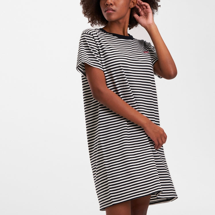 Levis Stripe Short Sleeve T-Shirt Dress Black White 24934-0000