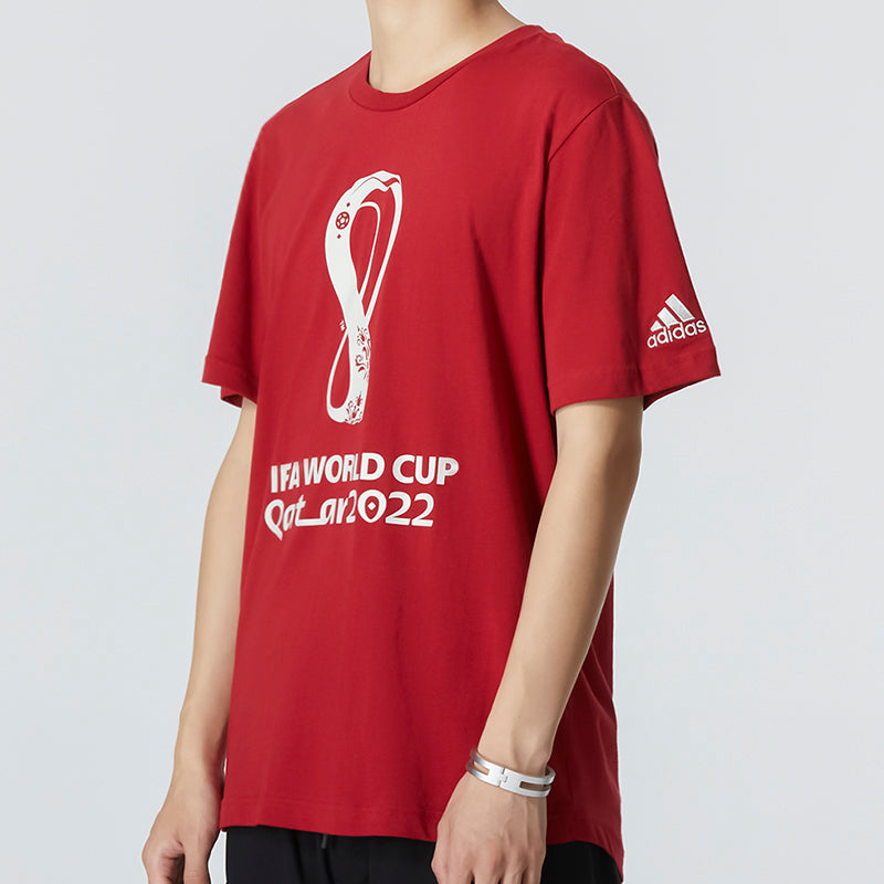 Men's adidas Oe Tee Alphabet Pattern Round Neck Short Sleeve Wine Red T-Shirt HD6366