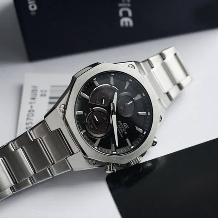 CASIO EDIFICE Solar Powered Quartz Waterproof Sapphire Crystal Mens Silver Analog EFS-S570D-1A