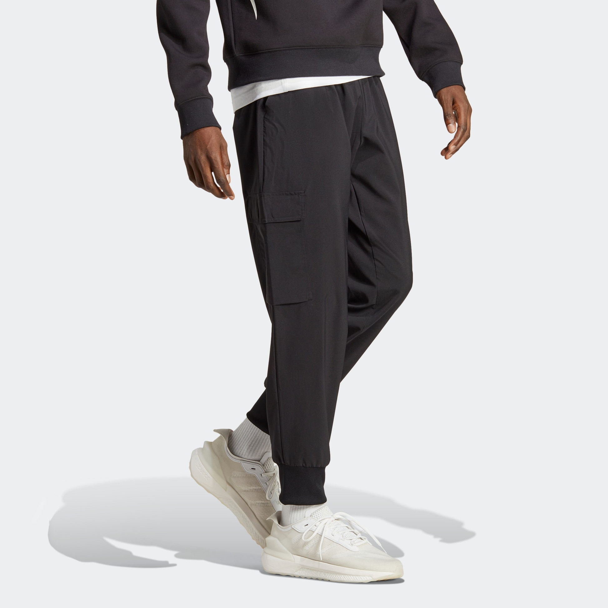 adidas Essentials Small Logo Woven Cargo Ankle-Length Pants 'Black' HA4348