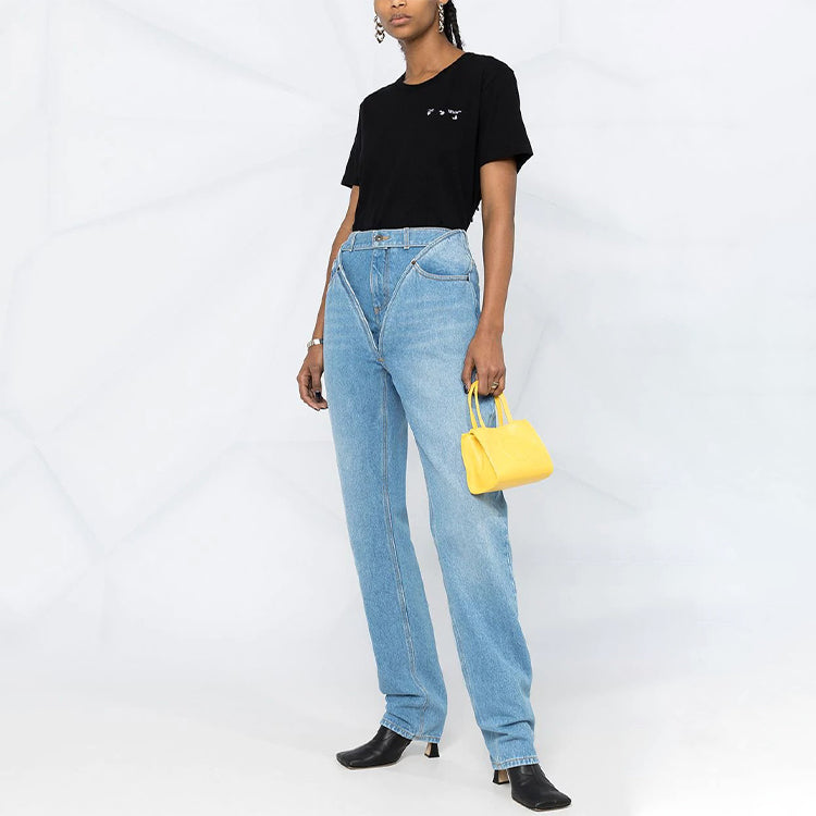 (WMNS) Off-White SS21 Arrows Pattern Logo Printing Short Sleeve Black T-Shirt OWAA049R21JER0011009