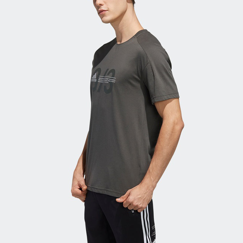 adidas Round Neck Pullover Sports Short Sleeve Brown EH3730