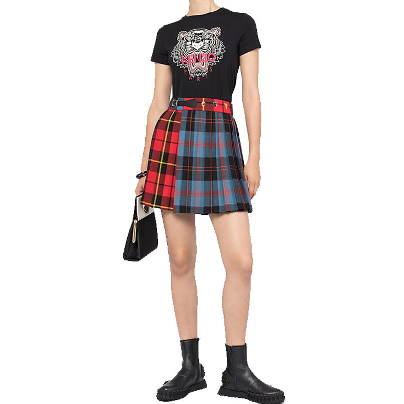 KENZO Tiger Head Printing Pattern Round Neck Short Sleeve Black FA62TS8464YB-99
